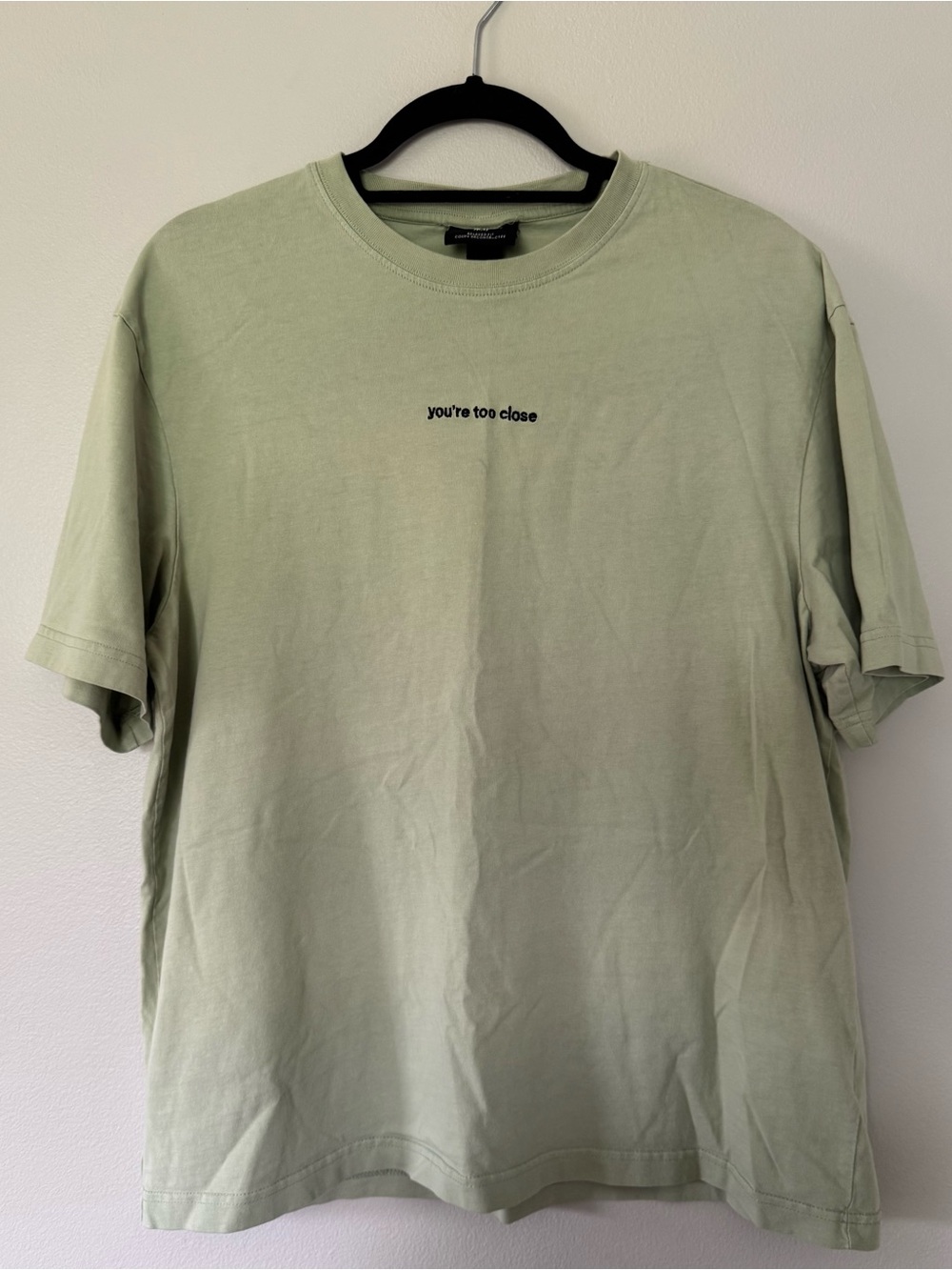 H&M Embroidered You’re Too Close, Stop Following Me T Shirt M